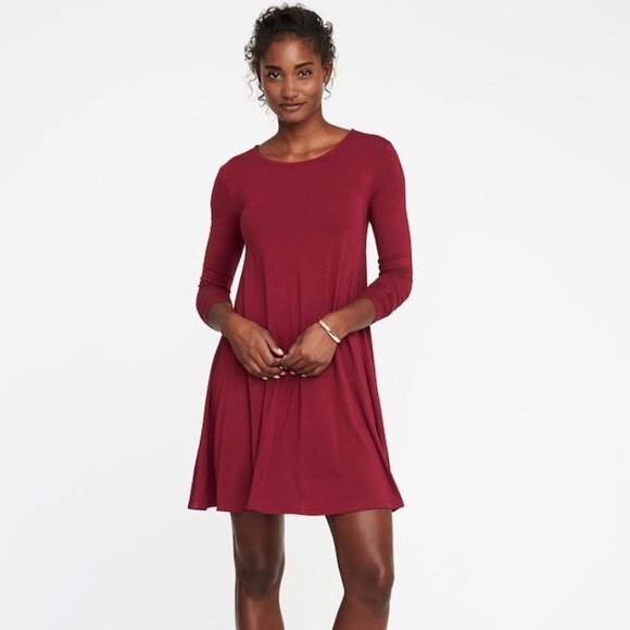 maroon swing dress